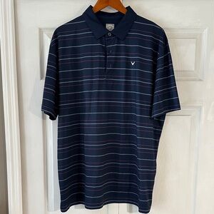Callaway Navy and Purple Striped Polo Golf Shirt